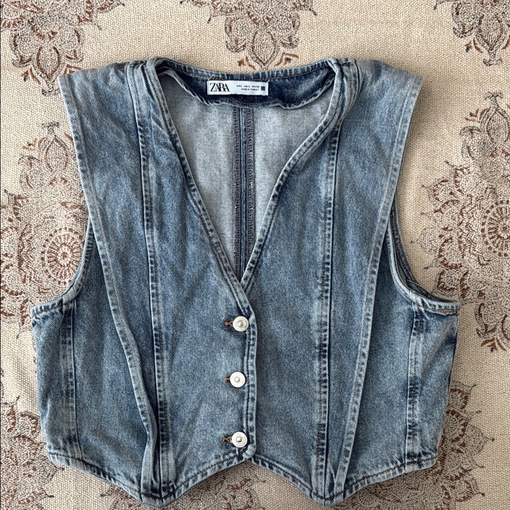 Zara Denim Cropped Vest